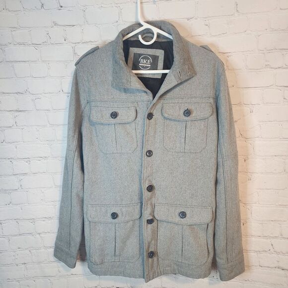 BKE Gray Button-Up Pea Coat, Size Medium - Picture 1 of 3